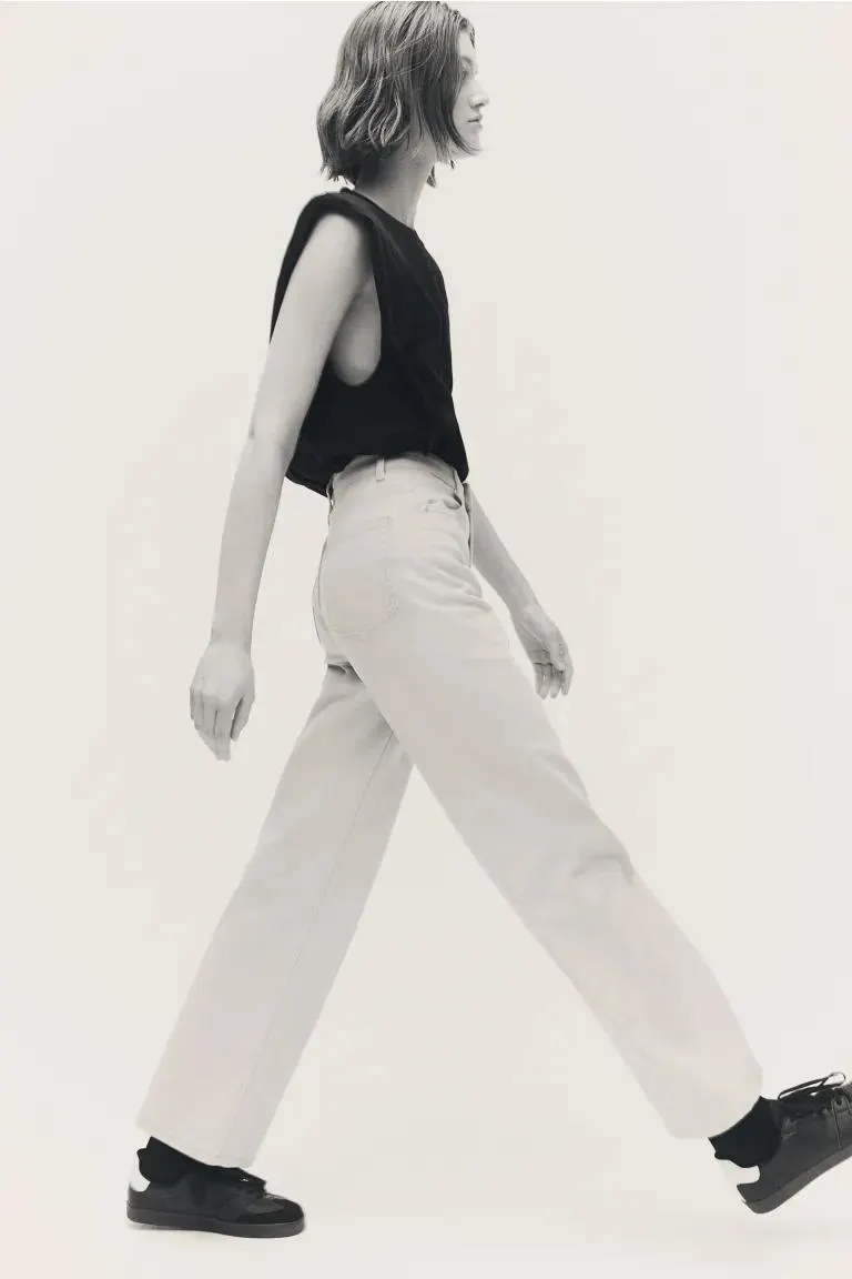 Wide twill trousers