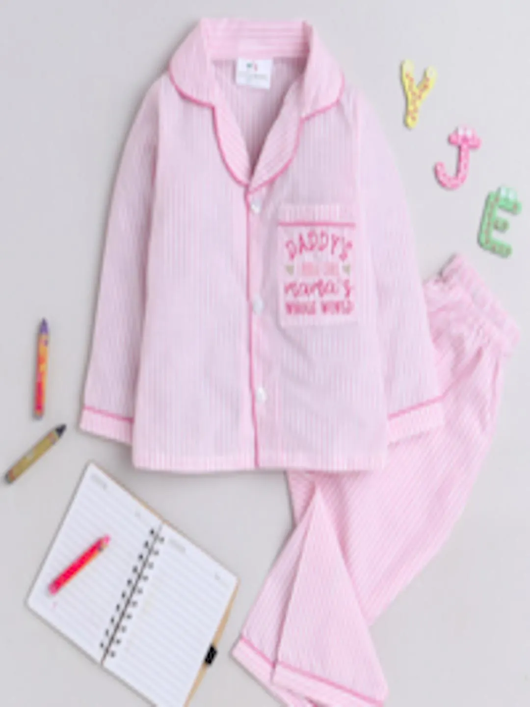 Girls Striped Night Suit