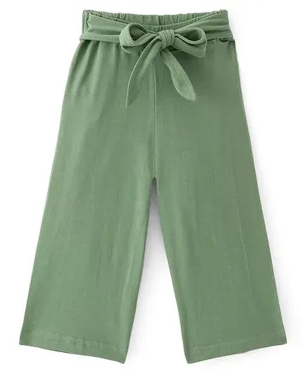 Babyhug Single Jersey Cotton Knit Full Length Culottes Solid Colour - Green