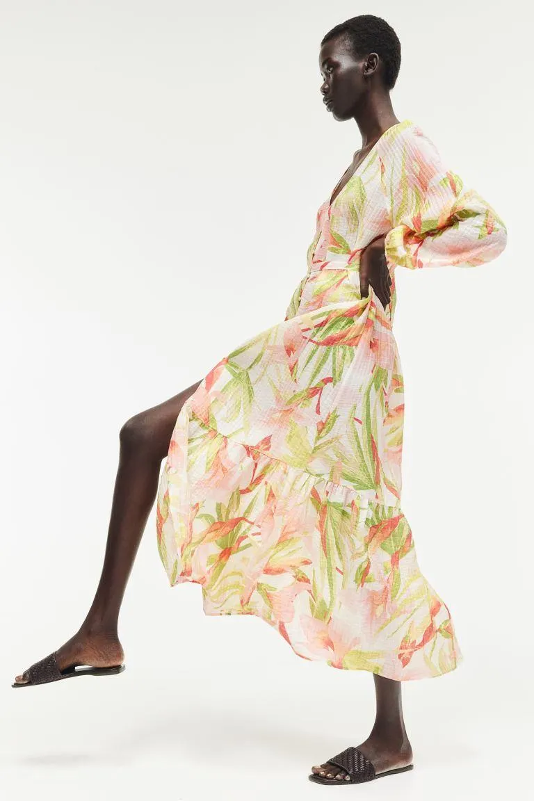 Tie-belt crêpe dress