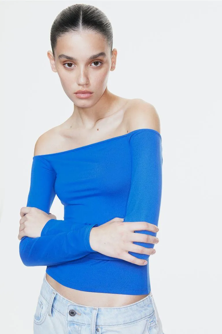 Off-the-shoulder jersey top