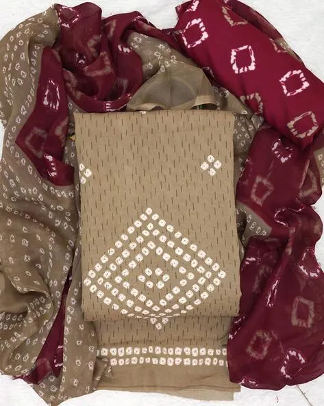 Bandhani Print Unstitched Dress Material