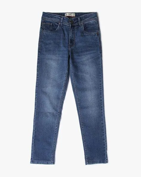 Mid-Wash Slim Fit Jeans