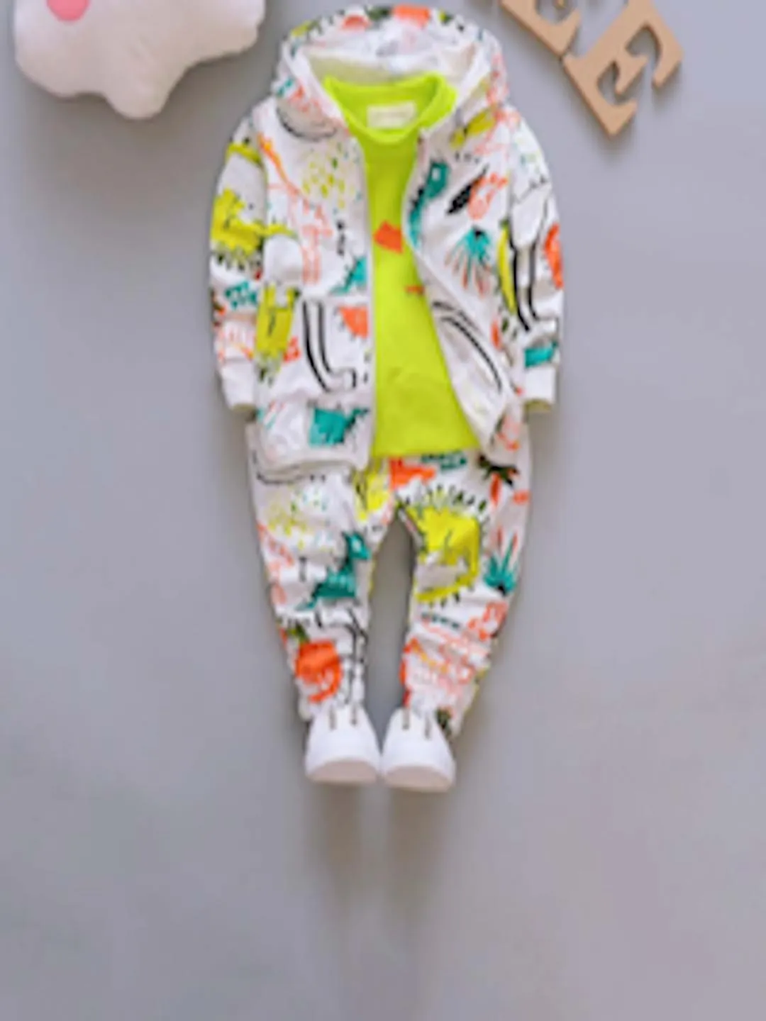 Boys Printed Hooded Pure Cotton Sweatshirt With Trousers