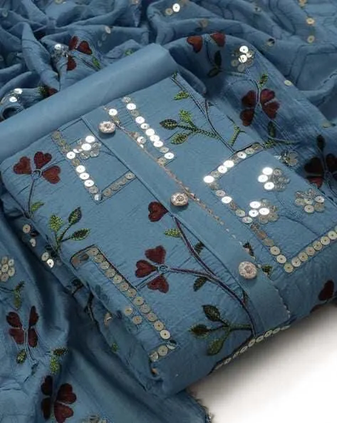 Women Embroidered & Embellished Unstitched Dress Material