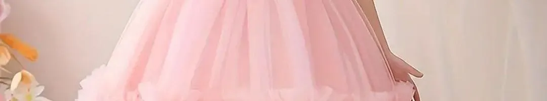 Girls Ruffled Net Fit & Flare Dress