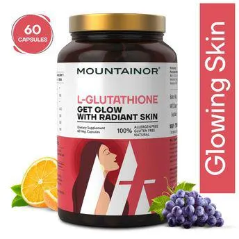 Mountainor L Glutathione For Korean Brightening Skin With Vit C, For Natural Glowing & Radiant Skin. (60 Capsules)