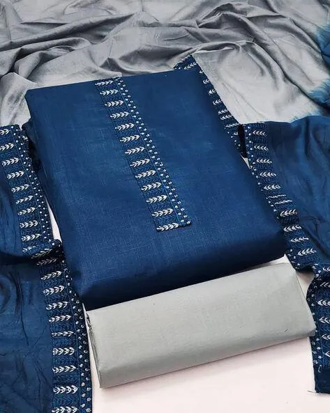 Embroidered Unstitched Dress Material with Dupatta Set