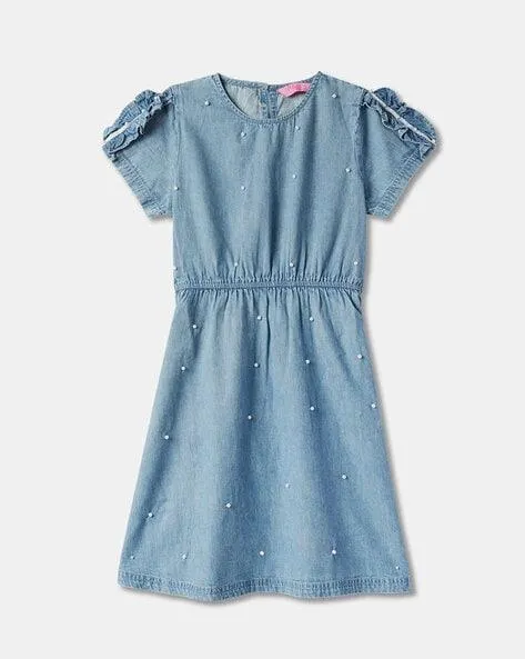 Girls Embellished A-Line Dress