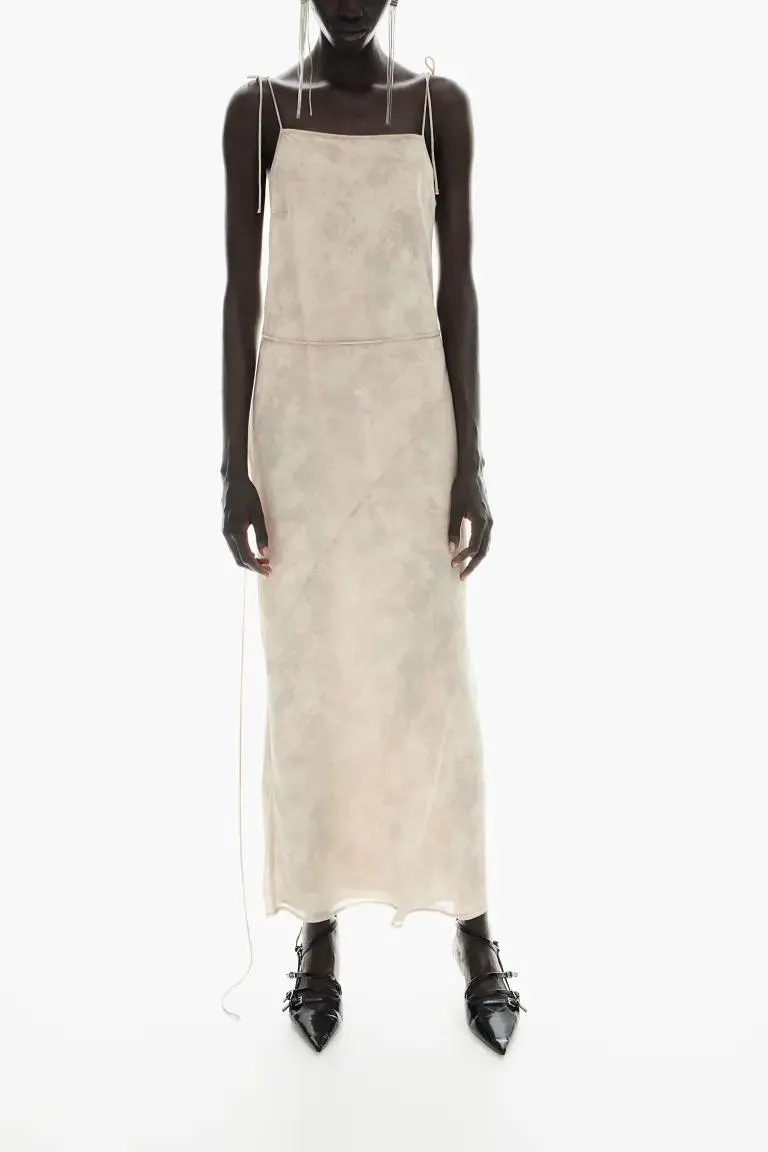 Tie-detail chiffon slip dress