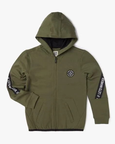 Zip-Front Hoodie with Contrast Taping