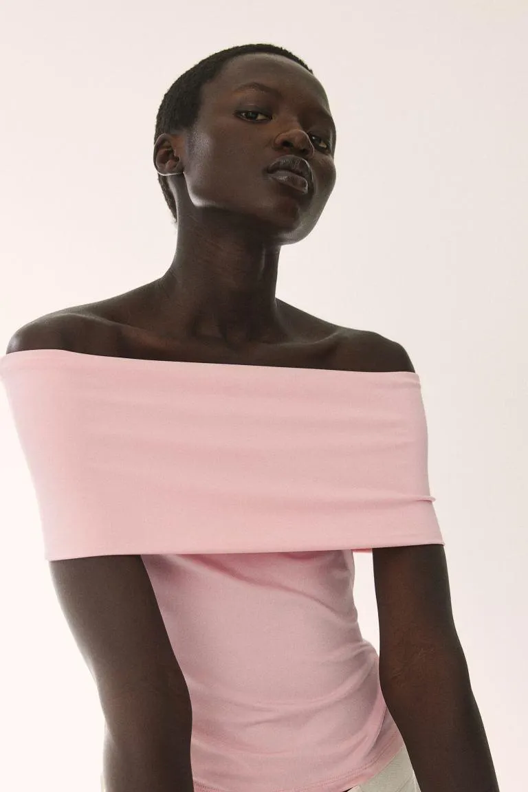 Off-the-shoulder jersey top