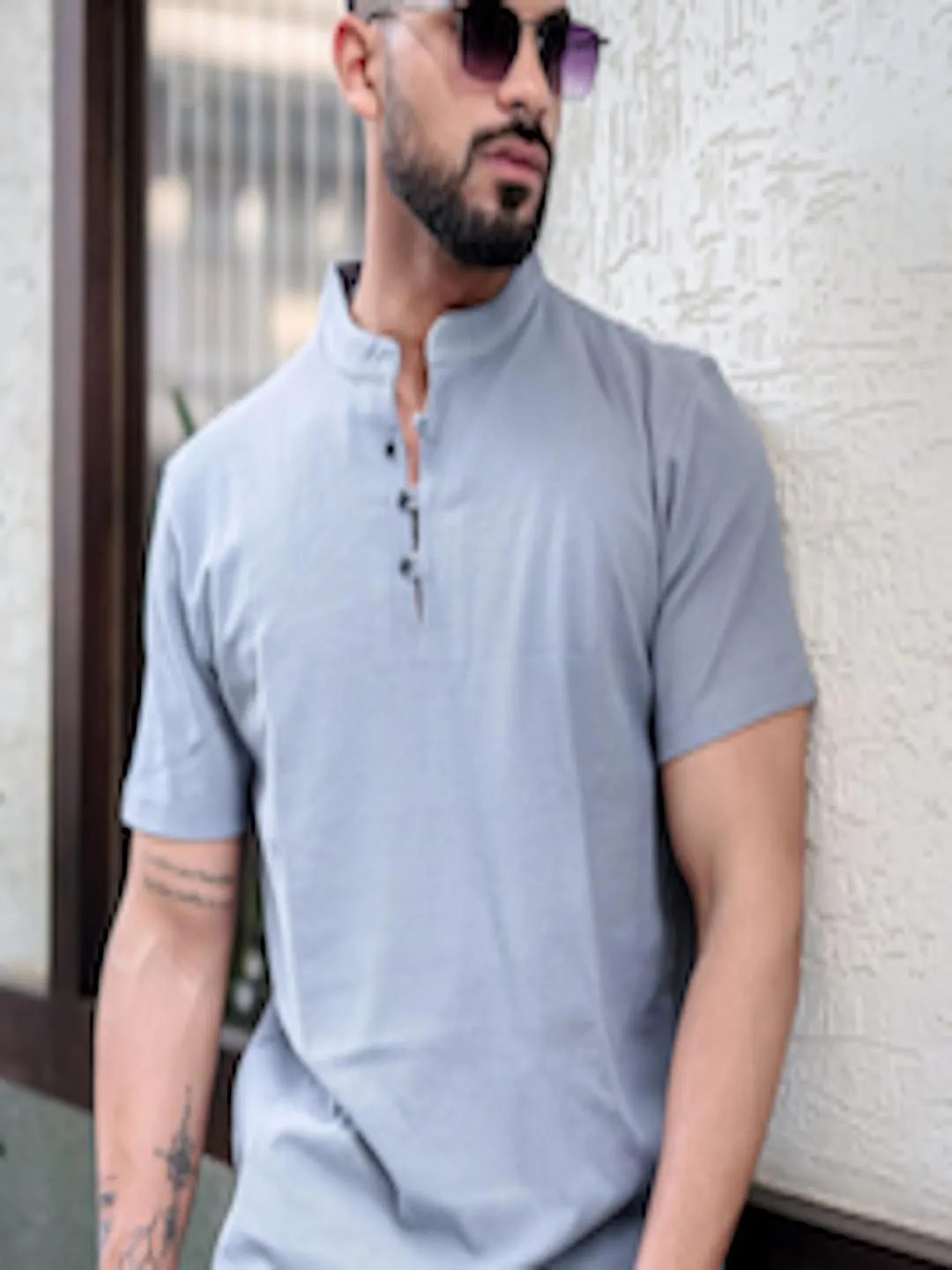 Henley Neck Cotton Slim Fit T-shirt