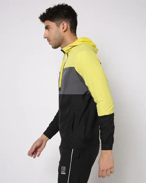 Colourblock Zip-Front Hooded Track Jacket