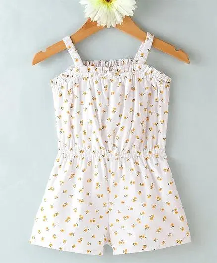 Kookie Singlet Sleeves Jumpsuit Floral Print - White