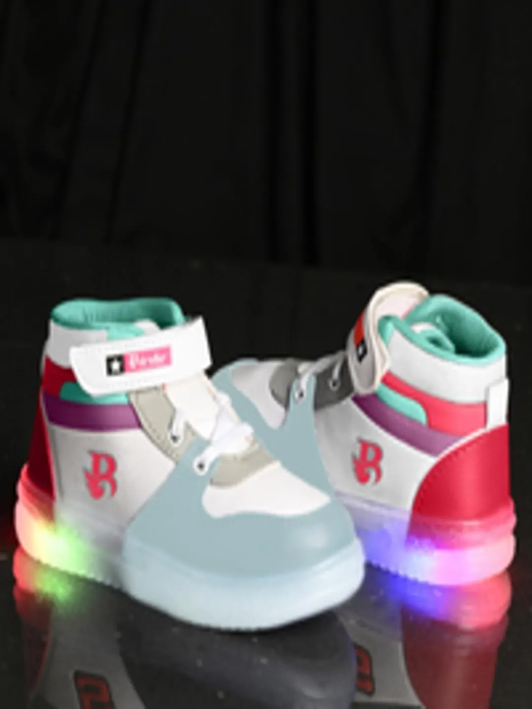 Boys Colourblocked High-Top LED Lightweight Sneakers