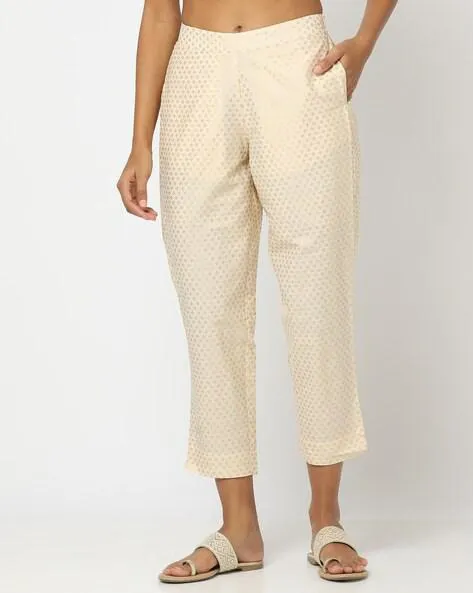 Foil Print Straight Fit Pants