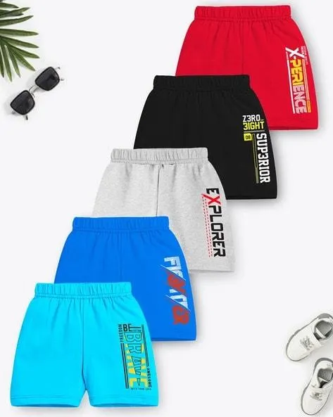 Pack of 5 Typographic Print Shorts