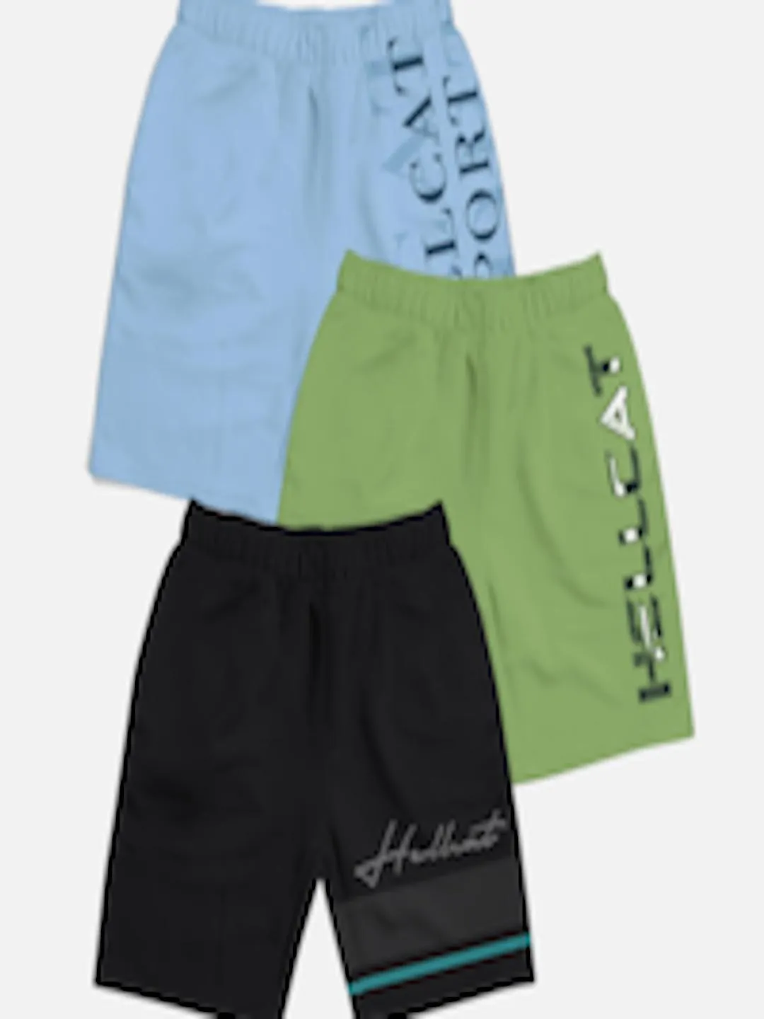 Boys Pack of 3 Trendy Typographic Printed Cotton Sports Shorts