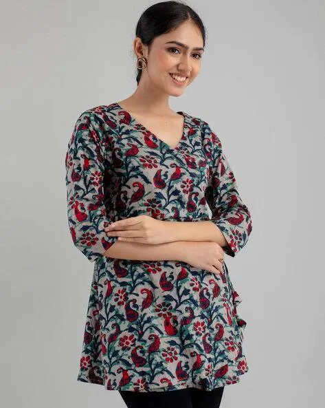 Floral Angrakha Kurti
