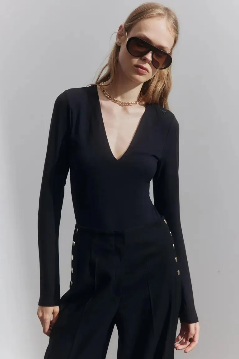 V-neck bodysuit