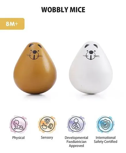 Intellibaby Wooden Roly Poly Wobbly Mice Level 4 - Multicolor