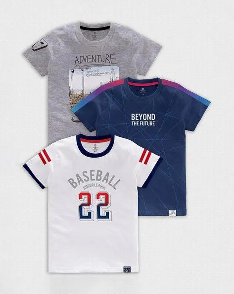 Pack of 3 Typographic Print T-Shirts