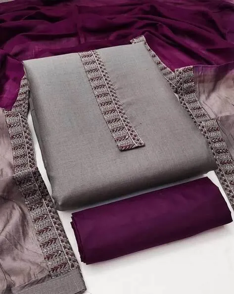 Embroidered Unstitched Dress Material with Dupatta Set