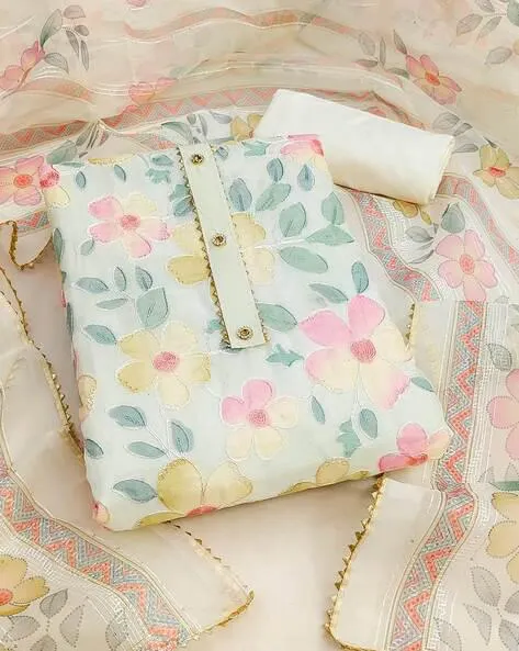 Women Floral Print 3-Piece Unstitched Dress Material