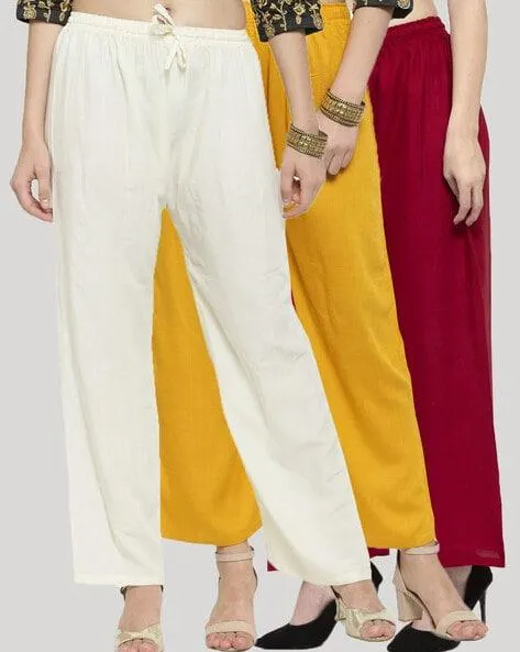 Pack of 3 Solid Palazzos