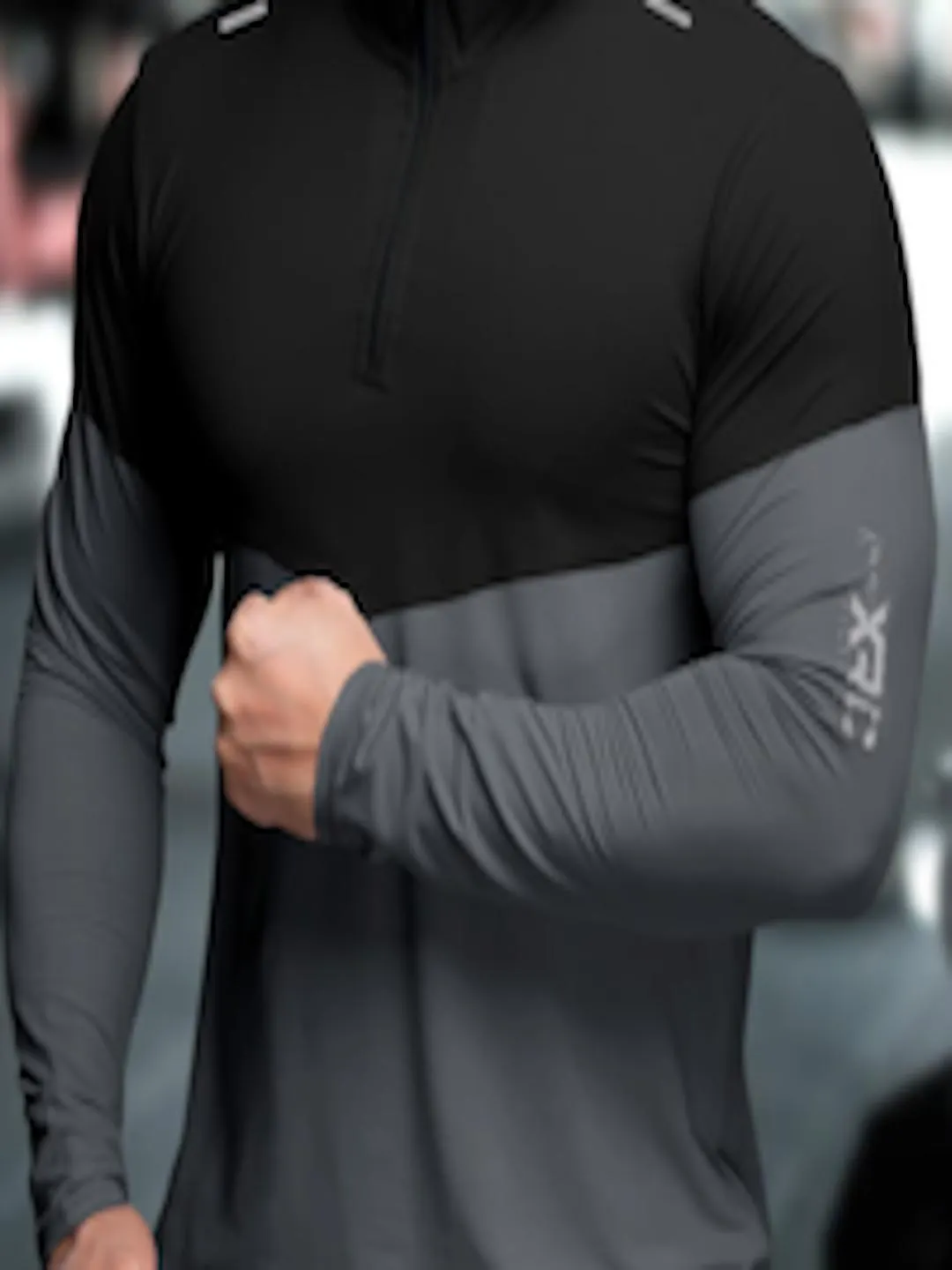 Colourblocked Mock Collar Dry Fit T-shirt