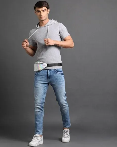 Men Mid-Wash Cropped Fit Jeans