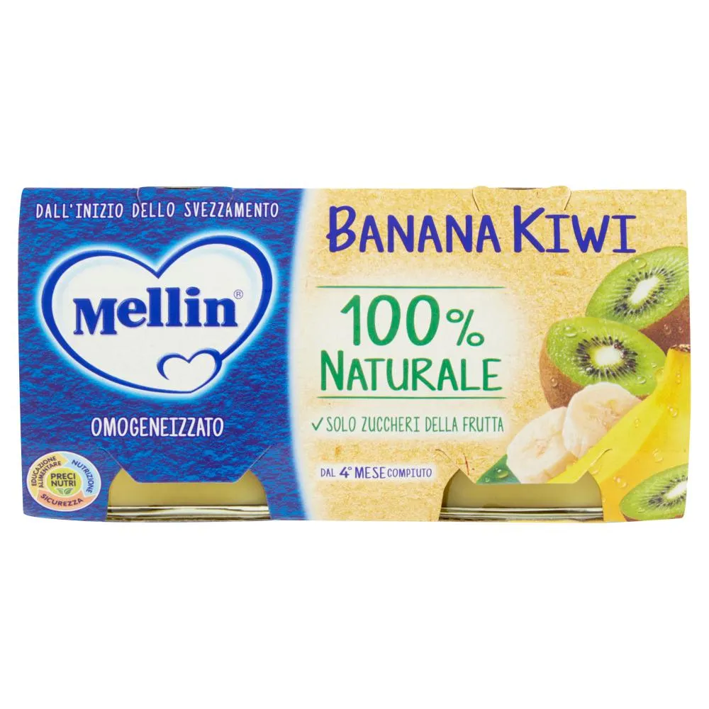 Mellin Banana Kiwi 100% Naturale Omogeneizzato 2 x 100 g
