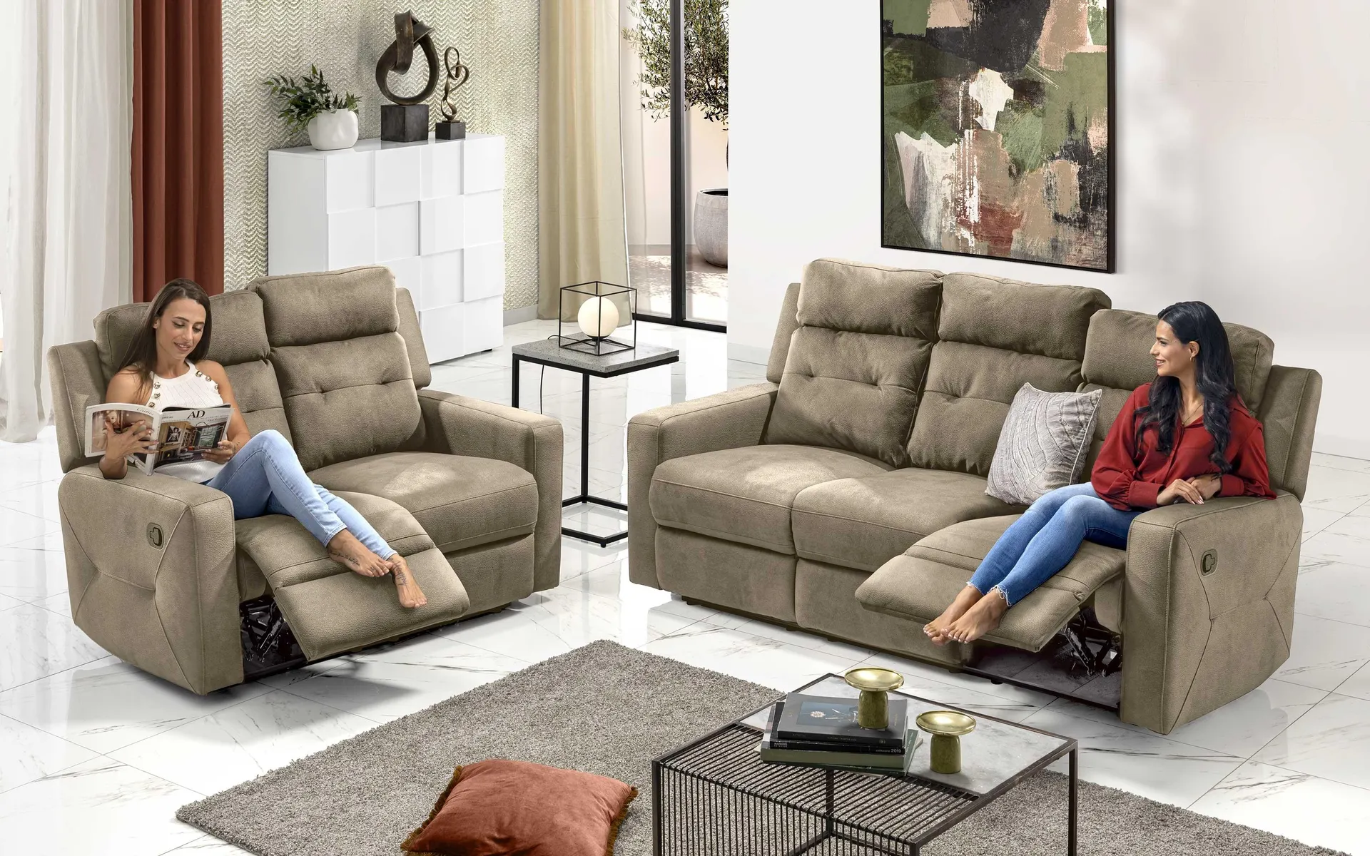 Divano 3 posti - 2 recliner elettrici