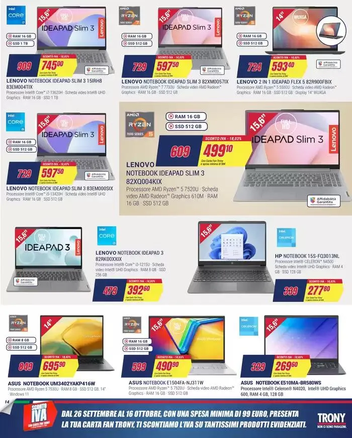 SCONTO IVA da Trony! da 26 settembre a 16 ottobre di 2024 - Pagina del volantino 14