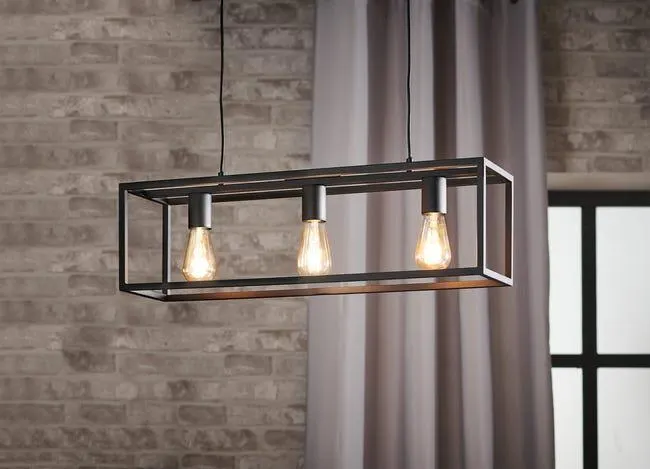 Lampadario Design Eldrick nero paralume nero 3x E27 Ø0cm INSPIRE