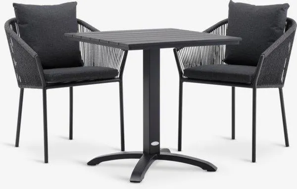 HOBRO L70 cm nero + 2 BRAVA Sedie grigio