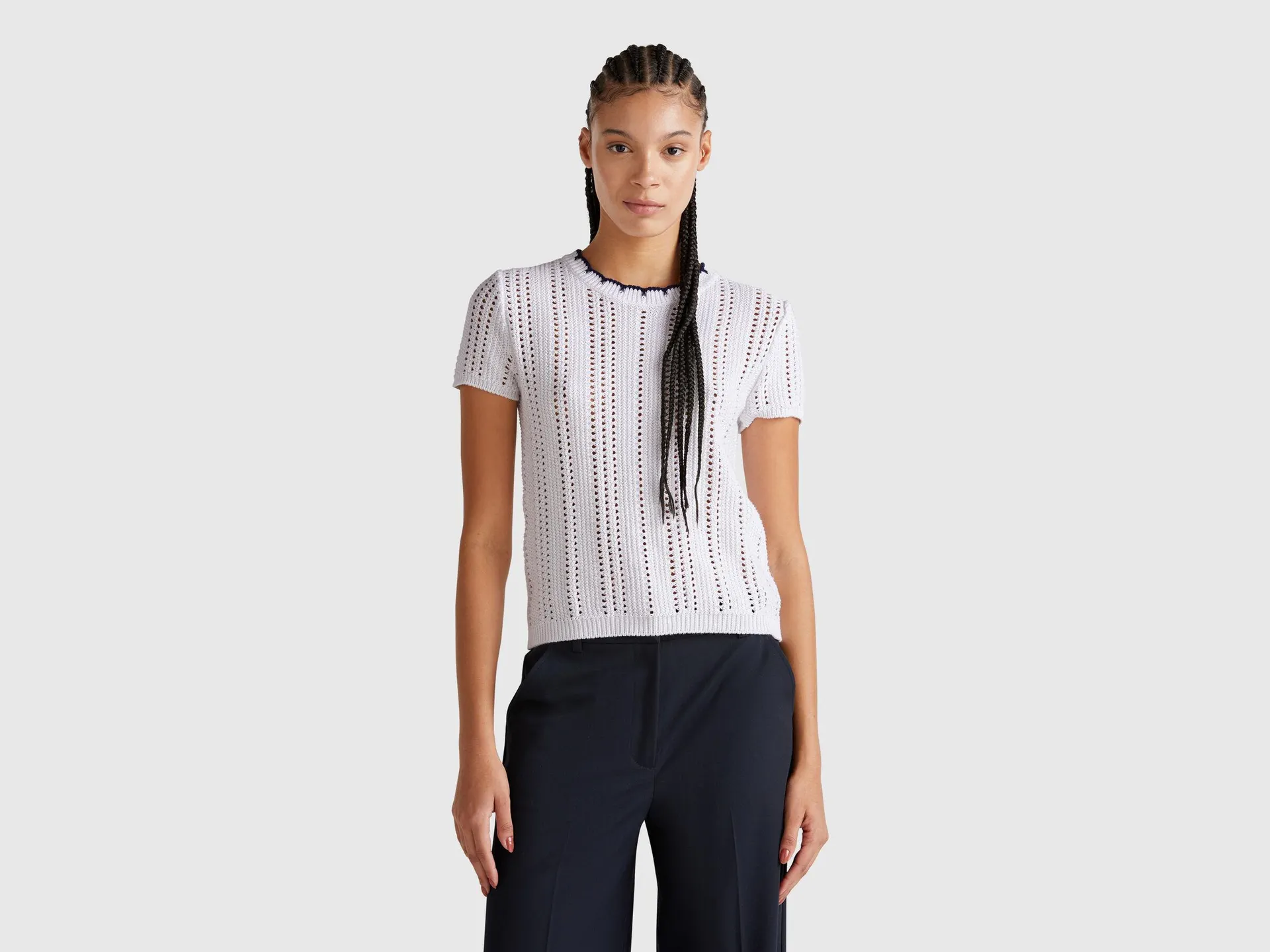 Maglia traforata in puro cotone