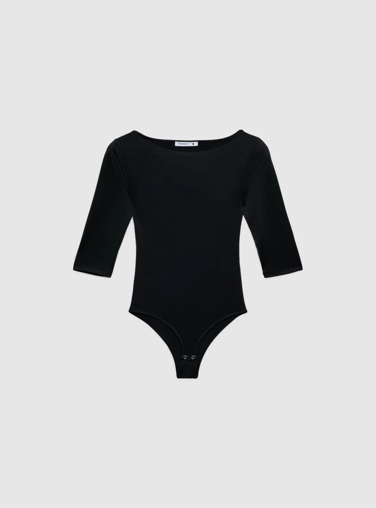 Body con scollo a barca Nero