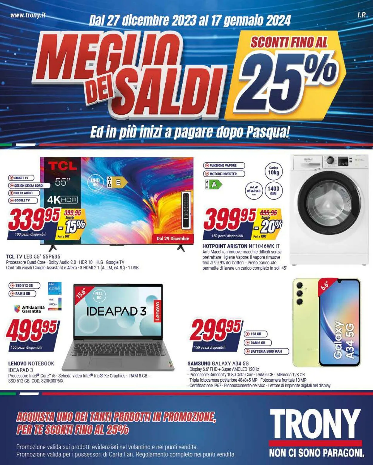 Trony - Palermo Volantino attuale da 27 dicembre a 17 gennaio di 2024 - Pagina del volantino 1
