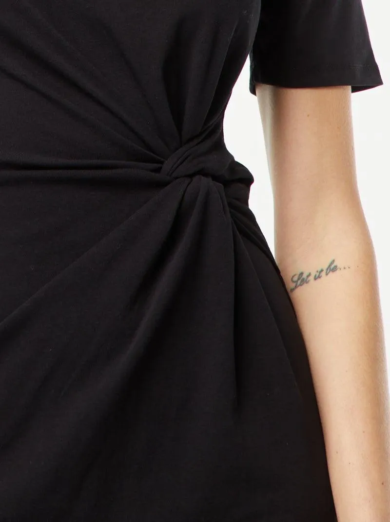 Vestito corto a maniche corte con effetto drappeggiato - nero