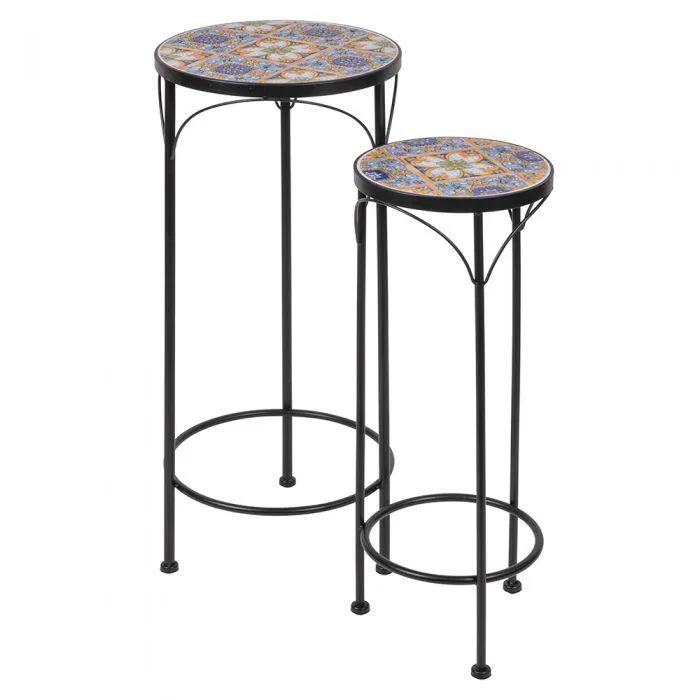 Set 2 porta piante da esterno in ferro battuto e cemento, Capri Esté