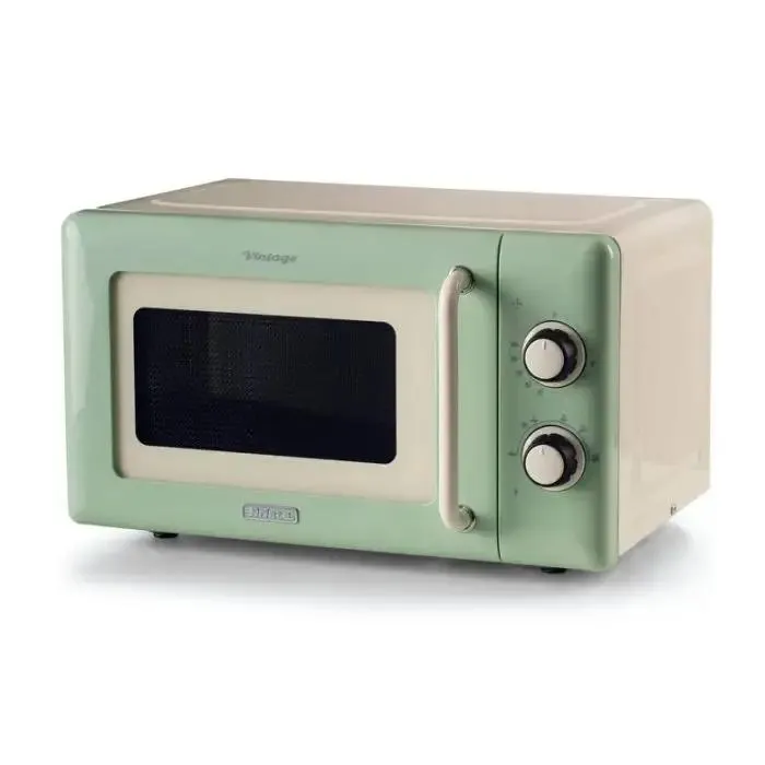 Ariete linea vintage 3960 forno a microonde vintage, 800w, capacità 20l, 3 funzioni, 6 livelli di cottura, timer, verde