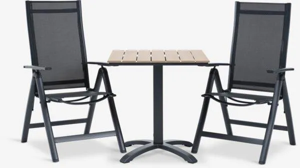 HOBRO Tavolo L70 cm naturale + 2 LOMMA Sedie nero