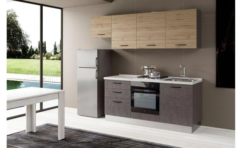 Gilda cucina 240 cm colore portland e rovere cadiz