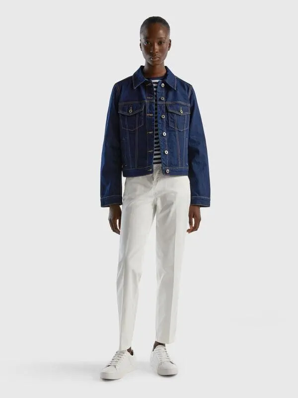 Chino slim fit in cotone bianco panna