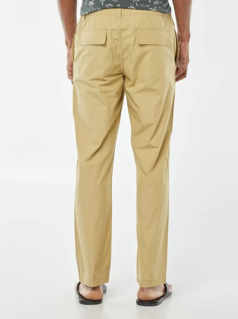 Pantaloni dritti in popeline croccante - VERDE