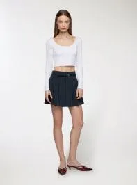 Skort con cintura gessata Var blu scuro