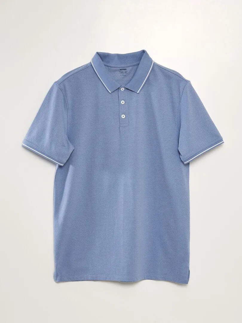 Polo de piqué de algodón de efecto moteado - AZUL