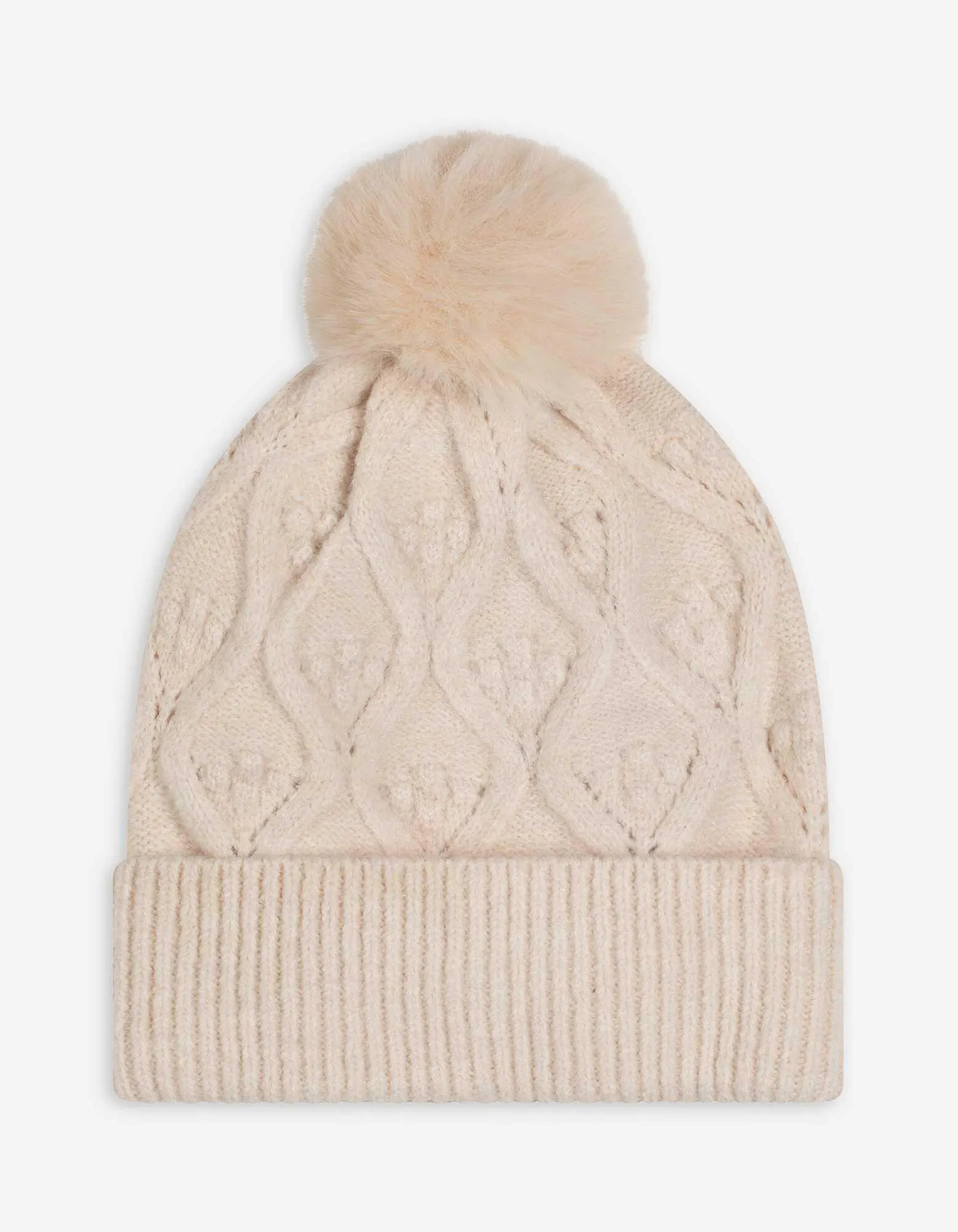 Berretto - maglia a cavo - giallo chiaro